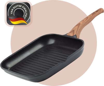 Rosmarino Black Line Grillpan - Pannen - Pan 28 cm - Grill pan - Grillpan inductie - Geschikt voor alle warmtebronnen & vaatwasser - Aluminium - Zwart