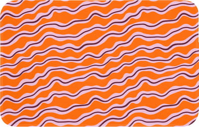 Badmat 80x50 cm - Antislip - Retro - Golvend - Oranje - Badmatten voor badkamer - Badkamermat - Douchemat - Badkamer mat