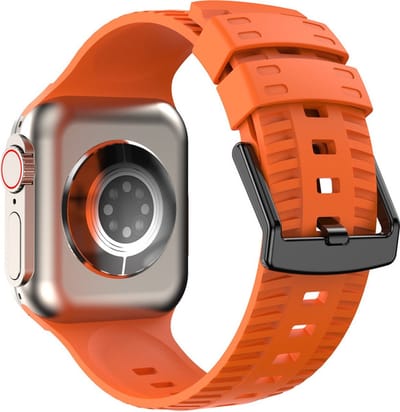 Siliconen bandje - geschikt voor Apple Watch series 1/2/3/4/5/6/7/8/9/10/11/ SE (1,2,3) / Ultra (1,2,3) met maat 44 mm / 45 mm / 46 mm / 49 mm - oranje