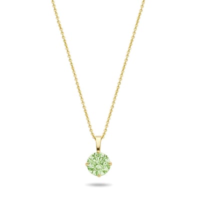 New Bling 9NBG-0595 Gouden Ketting met Zirkonia Hanger Licht Groen - 4mm - Ankerschakel - 39+3+3cm - 0,8mm Dikte - 14 Karaat - Goud