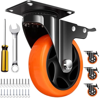 4 Inch Caster Wielen voor Meubels en Werkbanken - Set van 4 Heavy Duty Stille Industriële Casters met Vergrendelingsfunctie