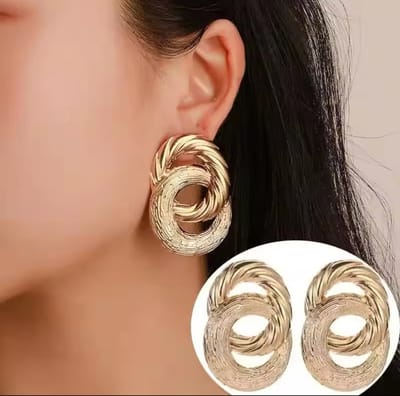 Oorbellen - goudkleurig - statement vintage look - large infinity