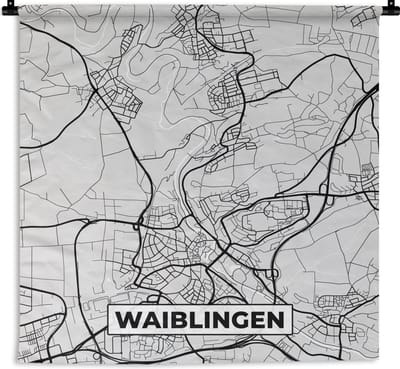 Wandkleed - Wanddoek - Kaart - Waiblingen - Duitsland - Stadskaart - Plattegrond - 180x180 cm - Wandtapijt