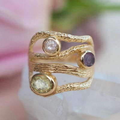Huitan Onregelmatige Damesringen met Gekleurde Steen Goudkleur Mode Bruids Trouwringen Chique Accessoires Party Statement Sieraden 9 gray