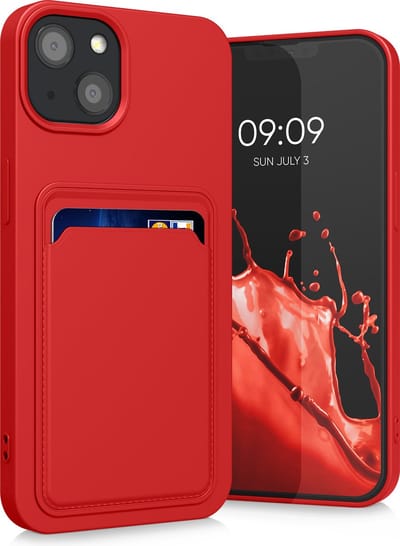 kwmobile telefoonhoesje geschikt voor Apple iPhone 13 - Hoesje met pasjeshouder - TPU case in rood