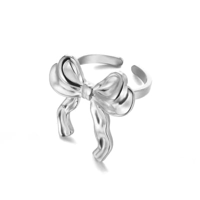 Ring - Strik Zilverkleurig | Verstelbaar - One Size | Stainless Steel | Fashion Favorite