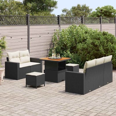 vidaXL - Tuinbank - Set - 8 - st - 5-Aantal - zitplaatsen - Zwart - en - Crème