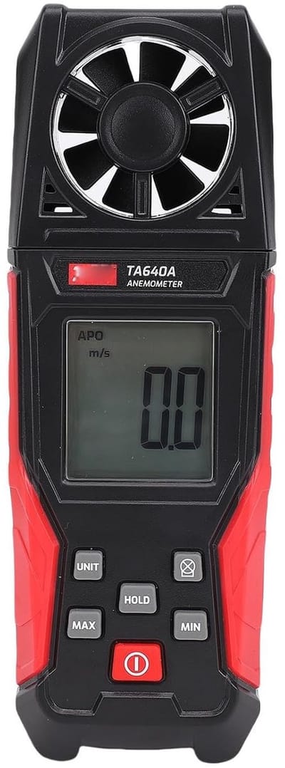 Digitale Anemometer - Windmeter Snelheidsmeter - Buiten Weer Meten - 5 Eenheden Schakelen - 168 x 59 x 29mm - Zwart
