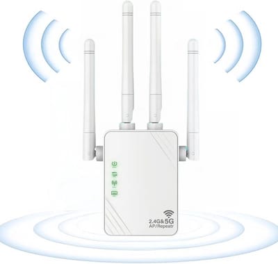 Wifi Versterker - Netwerk Extender - Betere Dekking - Dual Band - 1200 Mbps - Wit