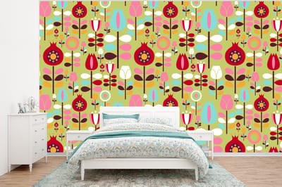 Behang - Fotobehang Patronen - Bloemen - Kleuren - Breedte 320 cm x hoogte 240 cm