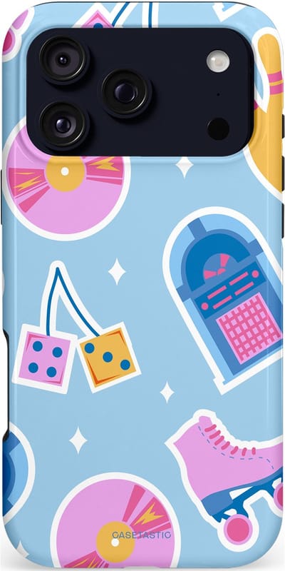 Casetastic hoesje geschikt voor Apple iPhone 17 Pro Max - MagSafe - Dubbellaagse bescherming - Flashback vibes - Fashion Case - Lichtblauw Lavendel Wit