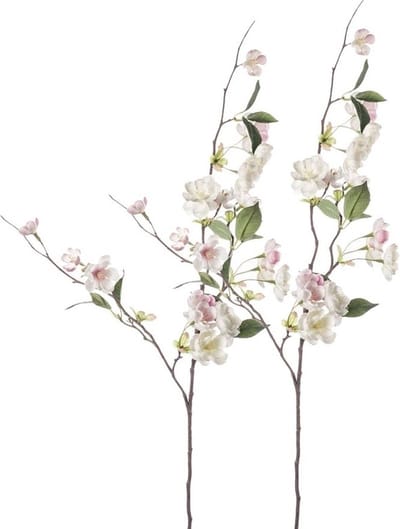 Kunstbloemen Perzik Bloesem tak - 2x - 80 cm - roze - kunststof decoratie - kleine bloemetjes - extra sfeer
