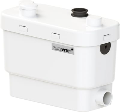 Sanibroyeur Sanivite vuilwaterpomp voor keuken douche bad bidet en wastafel opvoerhoogte 5m of horizontaal 50m wit