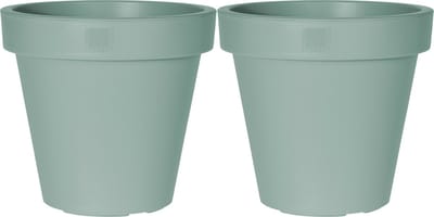 Pro Garden Plantenpot/bloempot Botanic - 2x - Tuin buiten - kunststof - mintgroen - Dia 35 cm - rond