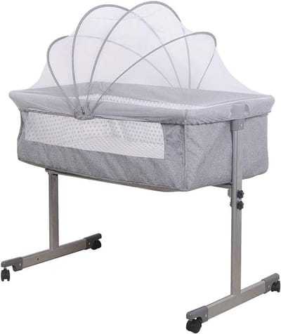 Babybed met Klamboe - Wieg en Bed - Bescherming tegen insecten - In hoogte verstelbaar - 96x57x77 cm - Wit