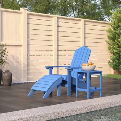 vidaXL - Tuinstoel - Adirondack - met - voetenbank - en - tafel - HDPE - aquablauw