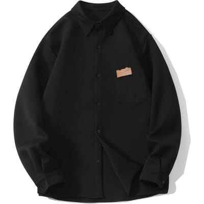 Herfst en Winter Japanse Grote Maat Heren Lange Mouw Overhemd Jas Los Eenvoudig Casual Effen Kleur Heren Overhemd 5XL zwart