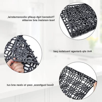 Hittebestendige en antislip siliconen spoelbakmat - 40 x 27 cm - keukenafdruiponderlegger voor bestek, groenten en fruit