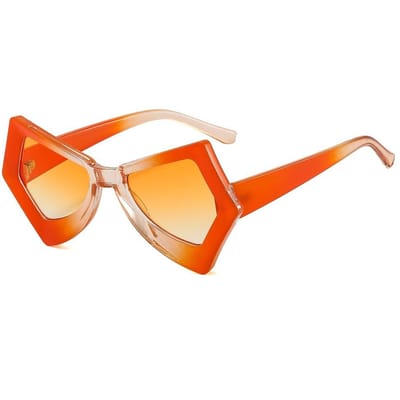 Trendy Onregelmatige Vierkante Zonnebril Dames Heren Tweekleurig Verloopframe Punk Kattenoog Zonnebrillen Glazen Kleurrijk Uv400 as picture
