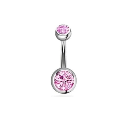 Aramat Jewels | Navelpiercings | Sprankelende Zirkonia Navelpiercing - Chirurgisch Staal | Roze | |10mm | Staal | Volwassenen | Verkleurd niet