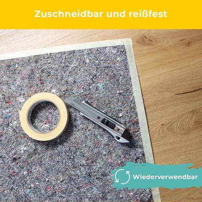 Contractor ProtectFloor Schildersvlies 50 m, Type 300, 260 g/m², absorberend vlies, beschermend vlies, antislip schildersvlies voor renovaties, verhuizingen en doe-het-zelfprojecten, katoenen vlies 1x50m rol