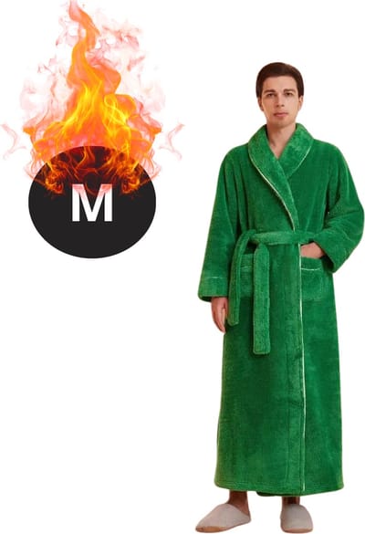 Bovista Badjas Heren - Fleece - Katoen - Badstof - Sauna - Hamam - Wafel - Bathrobe - Duster - Ochtendjas - Spa - Kimono - Groen M