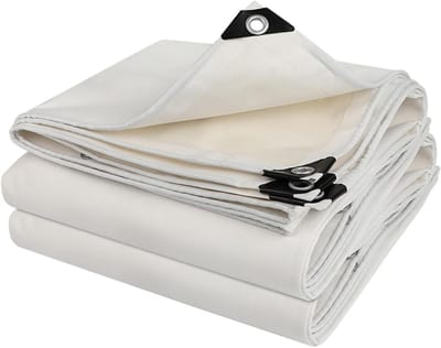 Waterdicht Afdekzeil - Zeildoek PVC - Outdoor Bescherming - Versterkte Ringen - 1 x 2 m - Wit