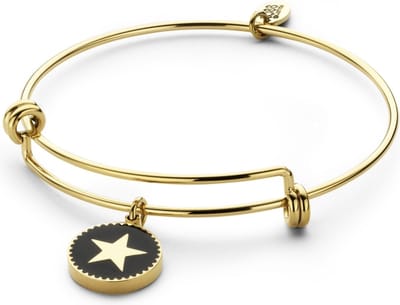 CO88 Collection 8CB-90184 Stalen Bangle met Hangers - Ster - One-size - Goudkleurig / Zwart