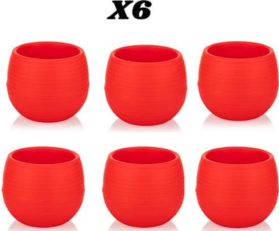6st ronde cactus bloempotten rood 10cm met drainage UV-bestendige stekpotjes