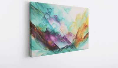 Saammp Canvas Schilderij - Groen Goud - Abstract kunstwerk - 30x20 - Foto op canvas - Wanddecoratie - Muurdecoratie Woonkamer - Slaapkamer decoratie - Canvas Print