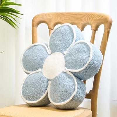 Schattig Bloemkussen - Esthetisch Vloerkussen voor Bed en Bank (15,7 inch, Blauw)