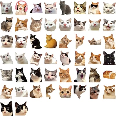 50PCS Stickers Transparents Chat Chiens Mème pour DIY Téléphone Ordinateur Portable Bagages Skateboard Graffiti Autocollants Amusant pour Cadeau