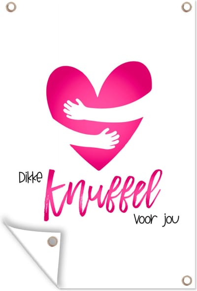 Muurdecoratie Get well soon - Spreuken - Hartje - Knuffel - 120x180 cm - Tuinposter - Tuindoek