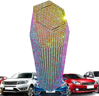 Auto Prullenbak - Bekerhouder Afvalbak - Auto Netjes Houden - Met Strass Decoratie - 9.2D x 9.4B x 9.2H cm