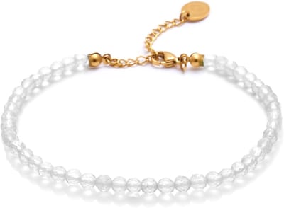Parel Enkelbandje - Voetketting Vrouwen - Zomerse Stijl - Echt Natuursteen - 925 Zilver Sluiting - Wit