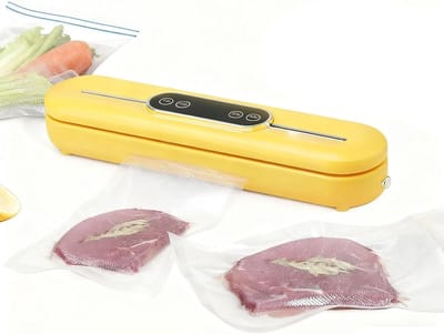 Slimme Vacuümverpakkingsmachine met LED-touchscreen - Automatische Vacuümverpakkingsmachine voor Voedsel, Droge/vochtige Modi, Vacuümverpakkingsmachine voor De Keuken, Maaltijdbereiding(Yellow)