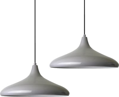 Bamyum Champion 2x Grijs Hanglampen Metalen 2xE27 Fitting Ø 35 cm Pendellamp Voor Binnen Binnenkleur is Wit