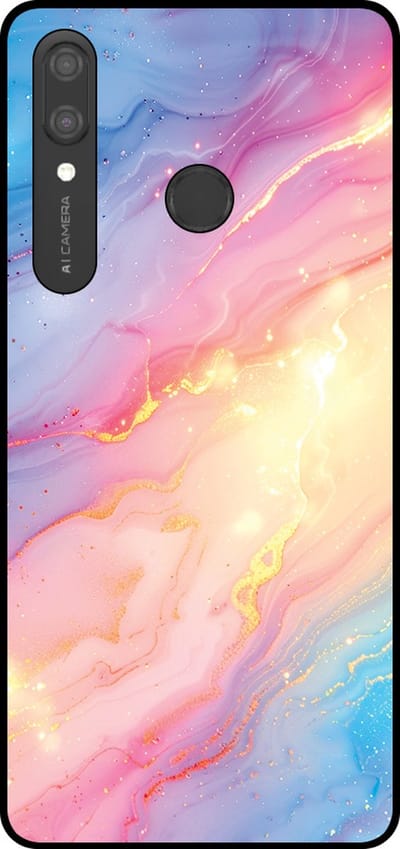 Smartphonica Telefoonhoesje Geschikt voor Huawei P Smart (2019) met Regenboog Glitter Marmer Opdruk - TPU Backcover Case Rainbow Glitter Marble Design geschikt voor Huawei P Smart (2019)
