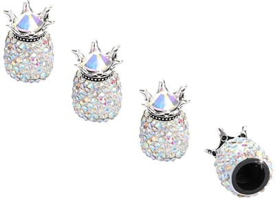 Dailygoods- Ventieldoppen met Strass - 4 x Ventieldoppen - Universeel - Zinklegering/ABS - Hoogwaardig/Duurzaam - Diameter 1,9 cm x 1,5 cm x 0,75 cm - Bandendoppen