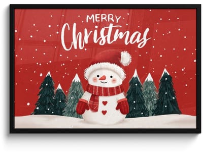 Poster in lijst - Fotolijst 90x60 cm - Posters - Kerstgroet - Sneeuw - Rood - Posterlijst zwart - Decoratie - Wanddecoratie woonkamer - Muurdecoratie slaapkamer - Kerstversiering - Kerstdecoratie voor binnen - Kerstmis