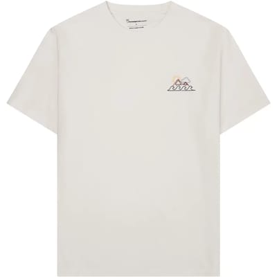 KnowledgeCotton Apparel T-shirt Wit Chest Print - Maat XL - Heren - Casual T-shirts