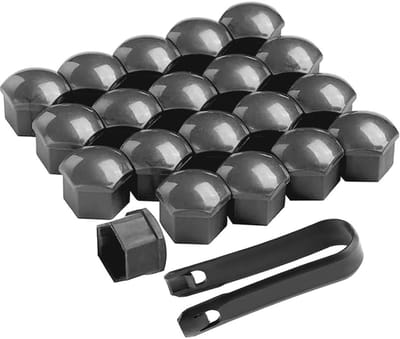 Set van 20 Stuks 21mm Auto Wieldop Covers, Universele Moer Beschermers met Verwijder Tool voor Velgen en Bouten (Grijs)