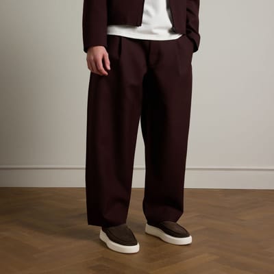 Manfield - Heren - Bruine suède loafers - Maat 42
