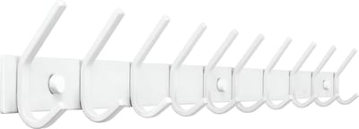 TOJ 20 Haaks Wandkapstok – 78cm - Muur / Wand Kapstok - Hangende Design Muurkapstok - Handdoekrek - RVS - Wit