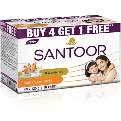 Santoor Huidverzachtende Sandal & Amandelmelk Badzeep met Voedende & Anti-Aging Eigenschappen| Voor een Gladde & Zachte en Jonger Uitziende Huid| Voor blue