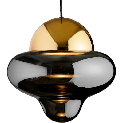 DESIGN BY US LED hanglamp Nutty XL, rookgrijs / goudkleurig, Ø 30 cm