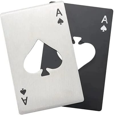 Set van 2 RVS Flessenopeners in Pokerstijl, Creditcardformaat, Persoonlijk en Grappig voor Bierliefhebbers