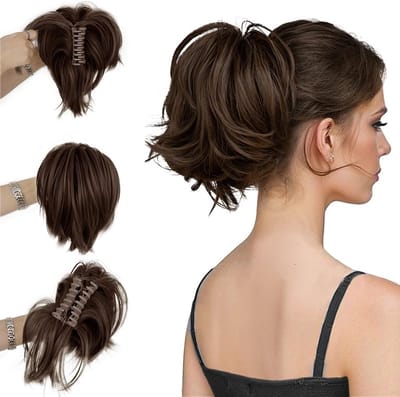 Korte Krullende Ponytail Haarstuk - Natuurlijke Synthetische Haarextensions voor Vrouwen, Perfect voor Braid en Casual Look