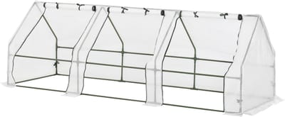 Killogood Kas met 3 schuiframen - PE gaasfolie - foliekas van staal - broeikas voor balkon - tuin - tomatenkas 270x90x90cm - tomatenkas voor groenten - bloemen - planten - wit