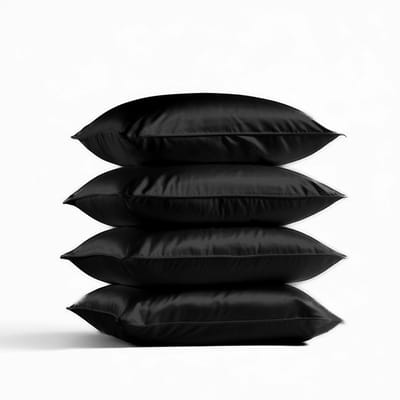 4x Zijden Kussensloop 50x60cm Zwart Hotelsluiting 19 Momme - Kussensloop set - Luxe Silk Kussensloop 100% moerbei zijde - Zijde kussensloop - Silk Heaven - 50x60cm / Hotelsluiting